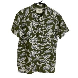 Monadic Hawaiian Shirt Mens Size M Green Floral Short Sleeve Button Aloha Japan
